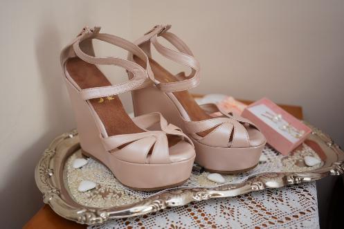 Lou bridal wedge sandals